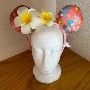 NWT! Disney Aulani Exclusive Tropical Floral Ears with Plumeria - RETIRED, RARE